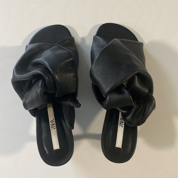 Zara Wrap Around Leather Sandals Black - Picture 5 of 7